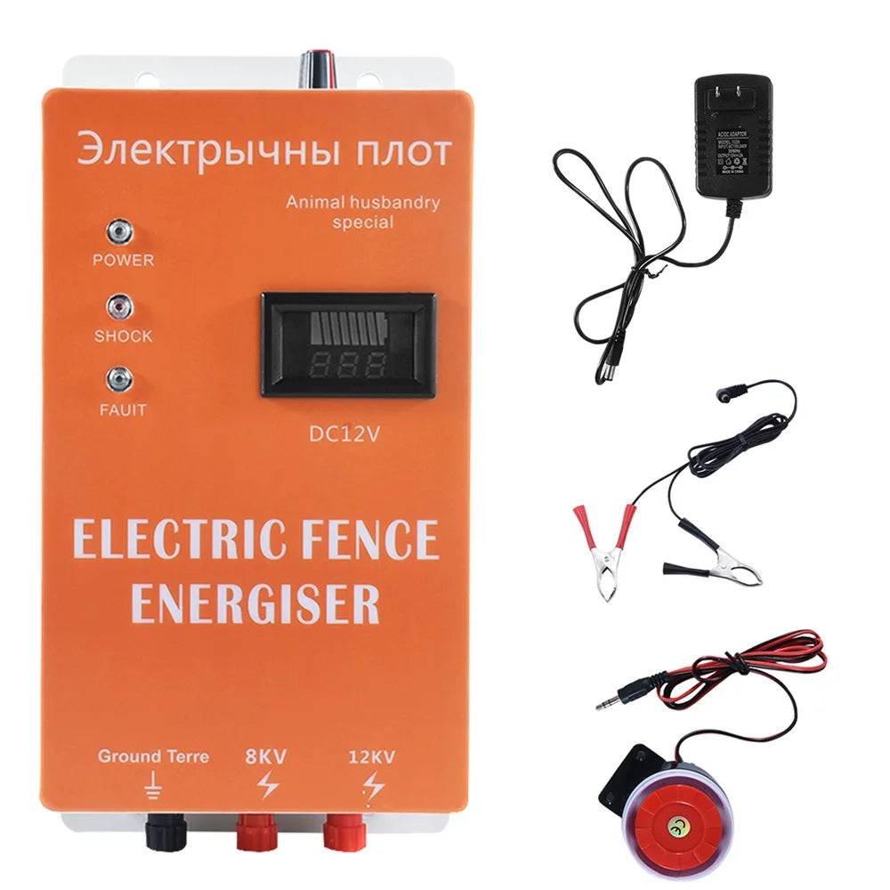 5/10/20/30/40KM Electric Fence Energizer with 5pcs Insulator High-voltage Pulse Output Controller Farm Fence Shepherd Alert Tool