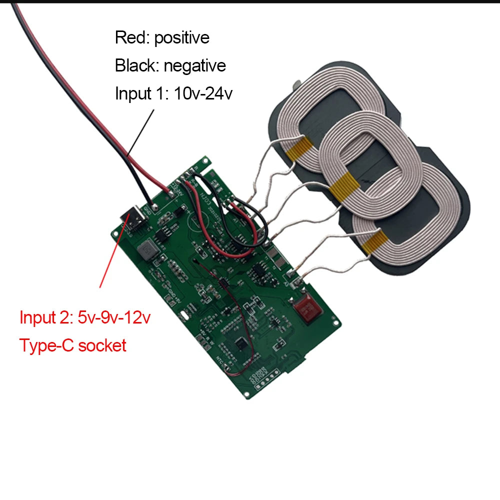 18W/20W High Power 5V 12V Fast Charging Wireless Charger Transmitter Module Type-c USB + Coil universal For Car Phone Battery