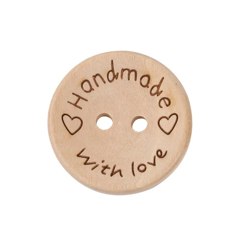 50Pcs 2Hole Natural Wooden Buttons handmade with love wood Button For Scrapbooking Craft DIY Baby Clothing Sewing Accessories