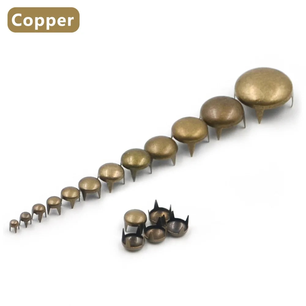 100pcs 2.5-16mm Round Dome Rivets Spike Studs Spots Nailhead Punk Rock DIY Leather Craft For Shoes Clothing Bag Parts Decoration