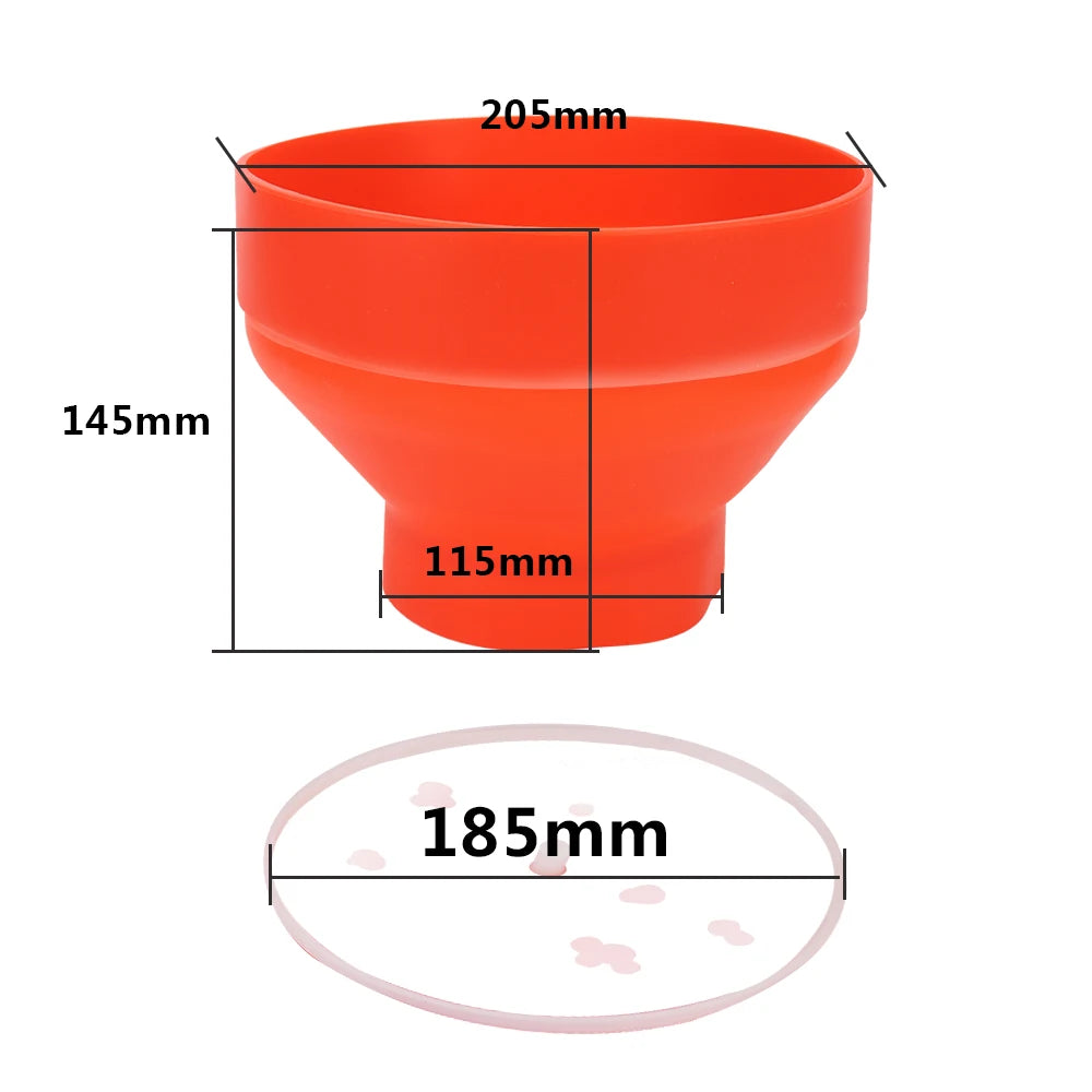 Microwave Popcorn Bowl Bucket Silicone DIY Red Popcorn Maker with Lid Chips Fruit Dish High Quality Kitchen Easy Tools