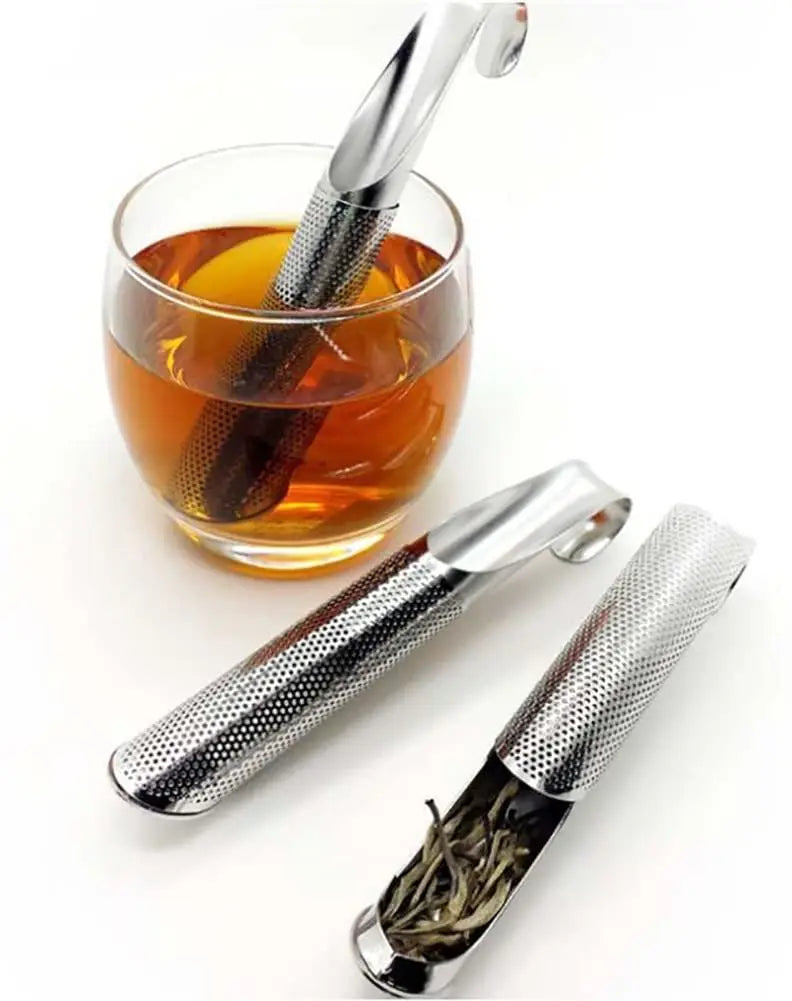 Tea Infuser Stainless Steel Stick Pipe Tea Steeper Strainer Mesh Tea Maker for Loose Tea Leaf Herbs Spice Single Cup Brewer Mugs