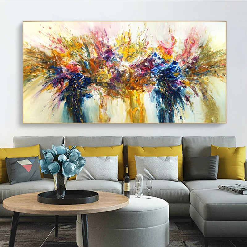 Abstract Colorful Canvas Painting Quadro Flower Posters and Prints Wall Art Pictures Cuadros Living Room Home Decor No Frame
