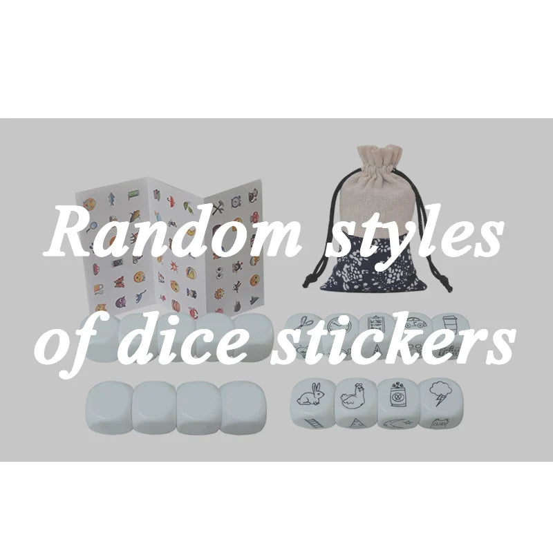 9pcs Dice Telling Story Toys Imagine Story Toys Dice Game DIY Blank Dice Sticker Party Game Educational Toys for Children Gifts