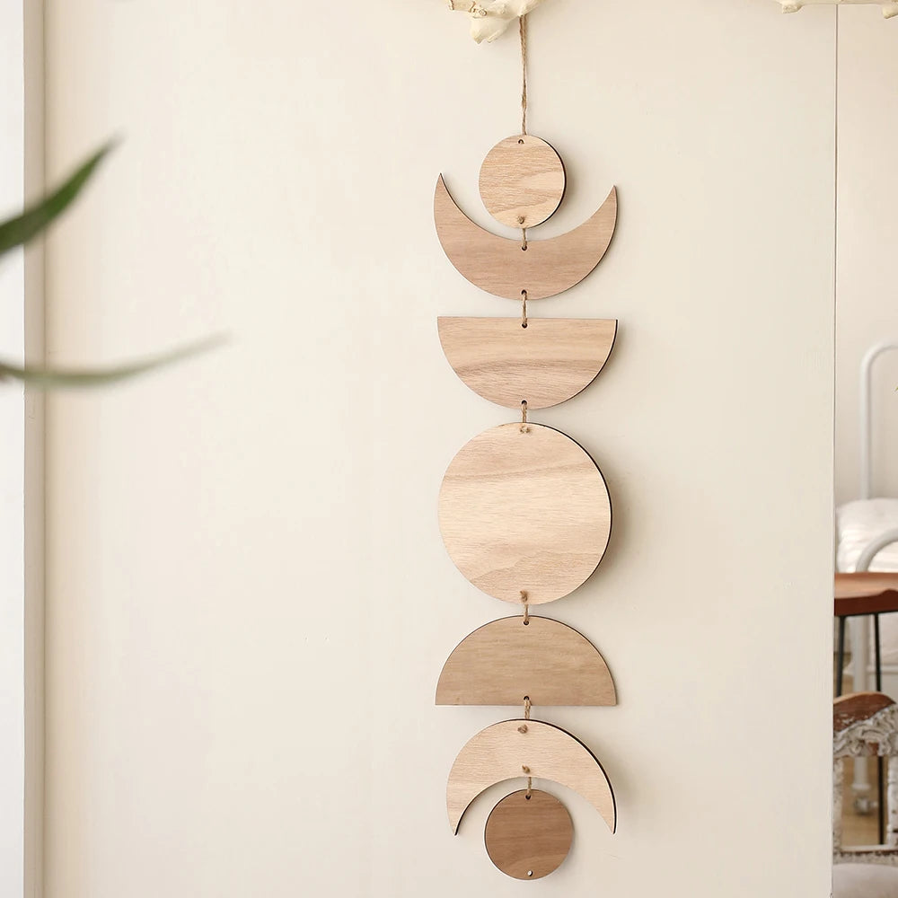 Wooden Moon Phase Garland Wall Decor Ramadan Decoration Boho Home Decor Bedroom Living Room Nursery Ornament Decor Craft Gift