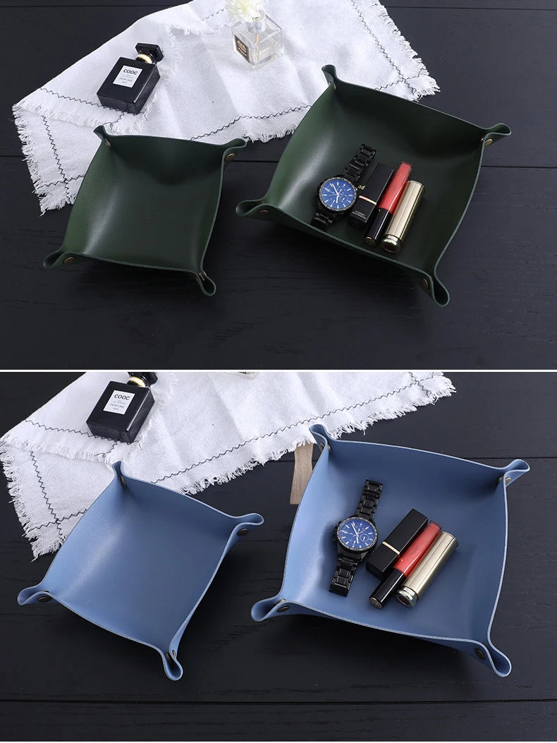 Trays Leather Personalized Desk Organizer Desktop Storage Box for Jewlery Key Cosmetics Glasses Headphone Wallet Office Home Use