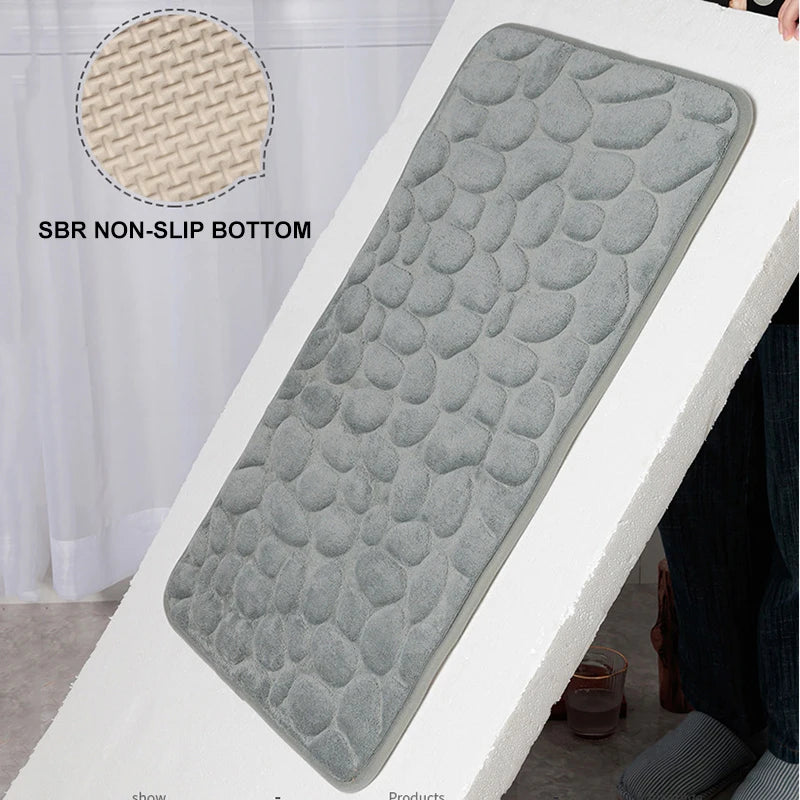 Cobblestone Embossed Bathroom Bath Mat Non-slip Carpets In Wash Basin Bathtub Side Floor Rug Shower Room Doormat Memory Foam Pad