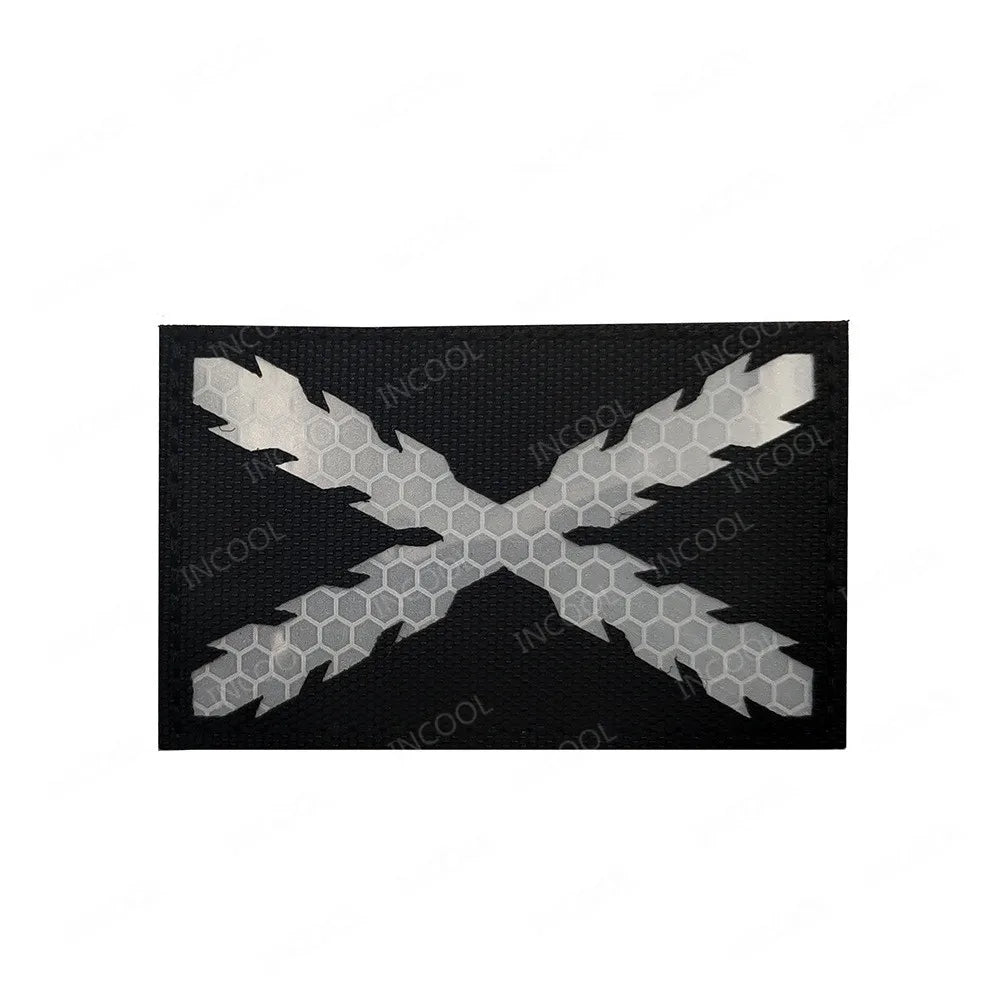 Black White IR Reflective Spain Patch Infrared Spanish Flag Patches Embroidery Patch For Backpack Clothes