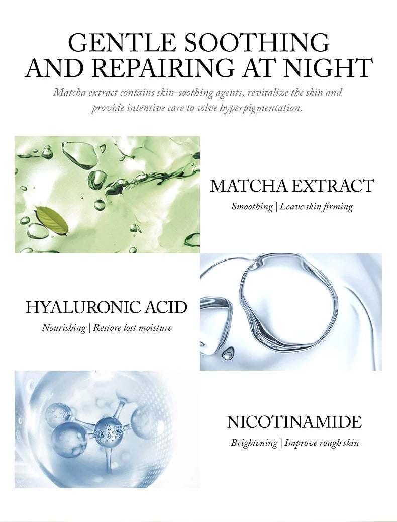 7Pcs LAIKOU Matcha Face Mask Moisturizing Green Tea Skin Sleeping Facial Mask Beauty Nourishing Oil Control Skin Care