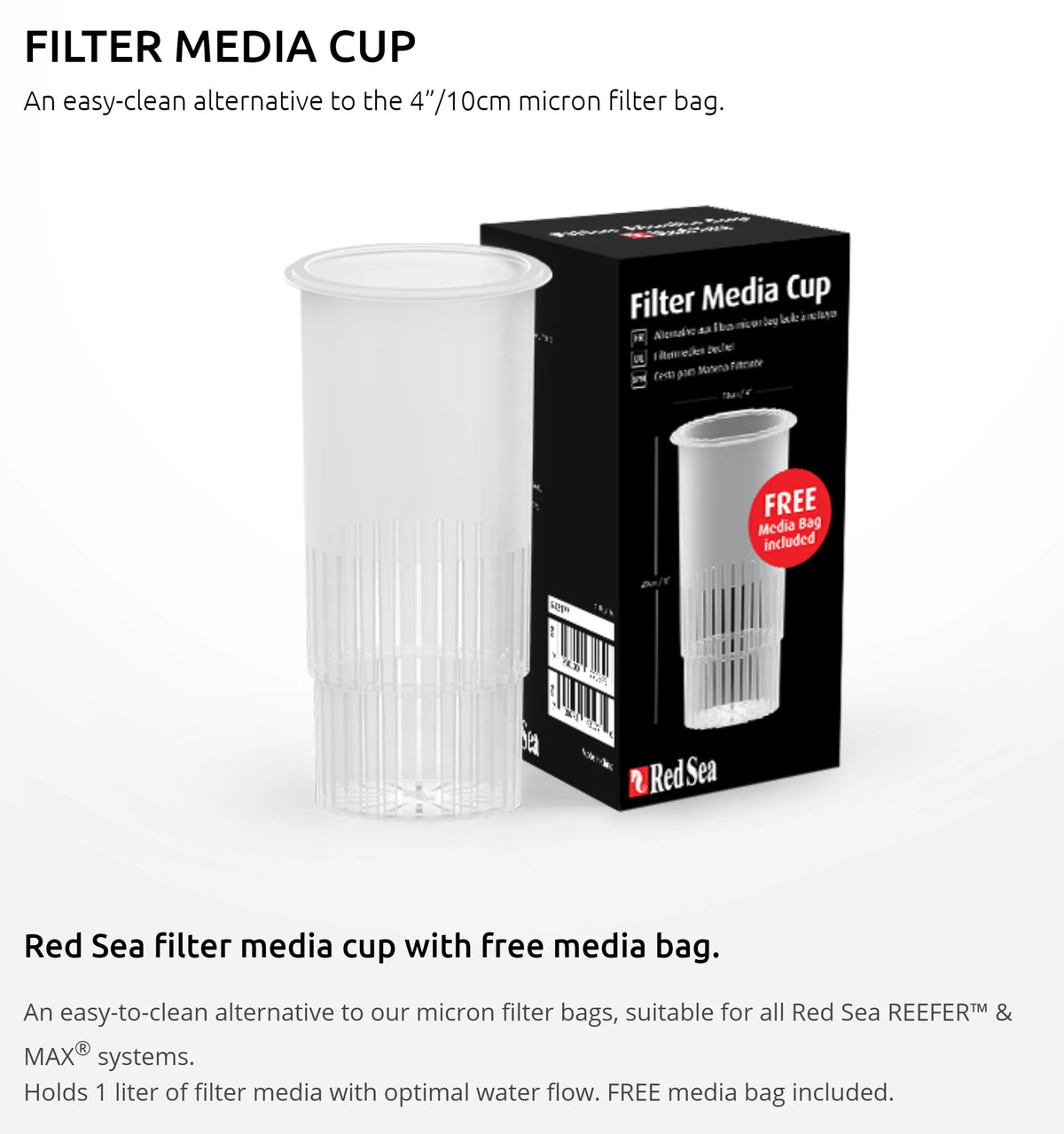 RED SEA Filter Media Cup with Free Bag Reef Fish Tank Aquarium Sock Easy to Clean