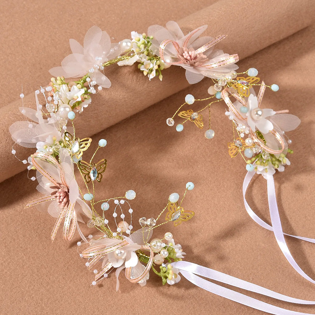 Forest Fairy Style Delicate Children's Day Wreath Kids Girl Daughter's Birthday New Year Gift Favors Wedding Headdress