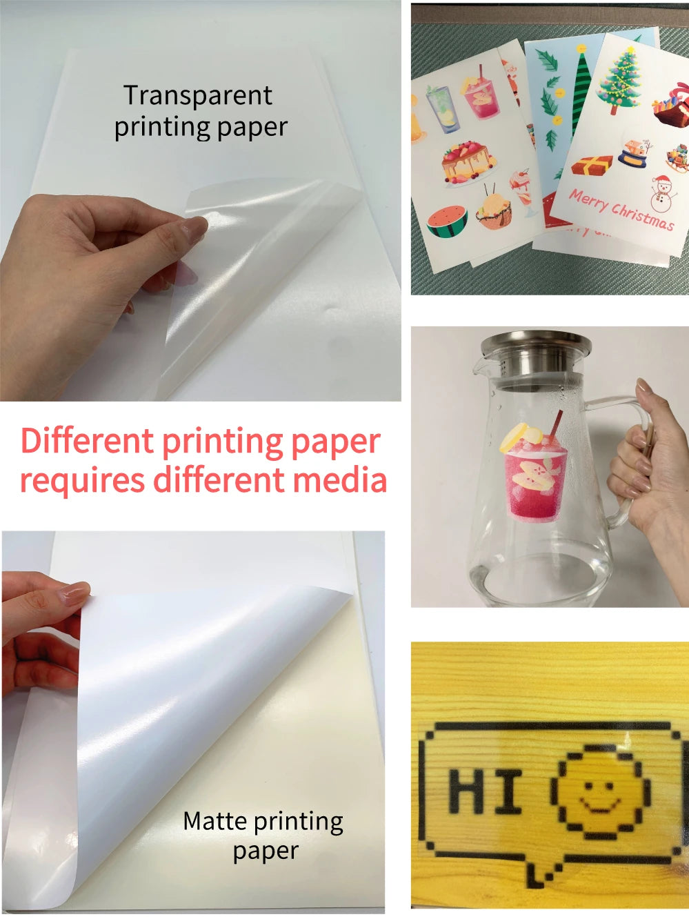 50/10 Sheets A4 Transparent Printable Vinyl Sticker Paper Waterproof Self-Adhesive Glossy paper for Inkjet Printer DIY Crafts