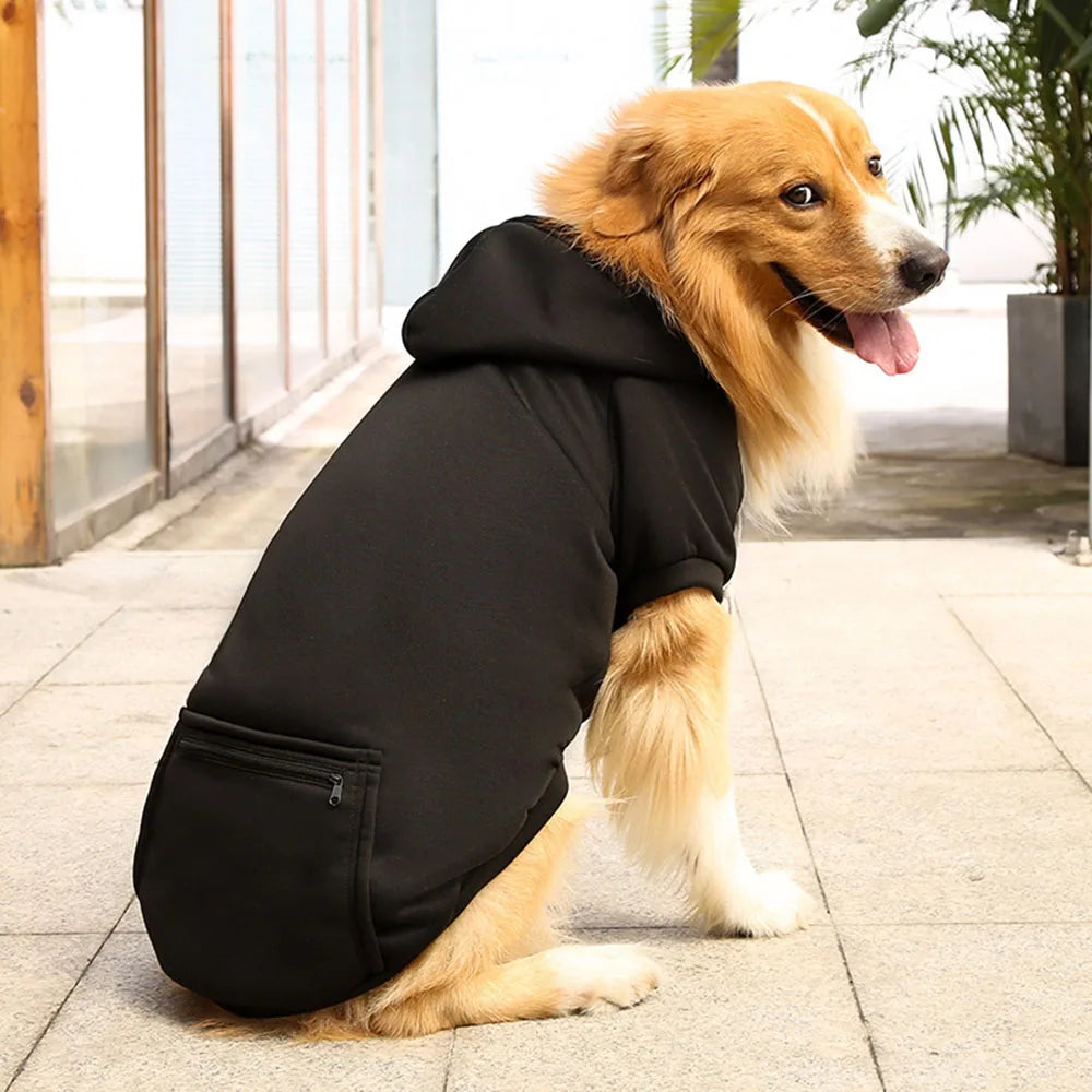 Sport Dog Hoodies for Medium and Large Dogs Warm Fleece Dog Sweatshirt with Hooded and Pocket Big Dog Clothes Winter Pet Outfits