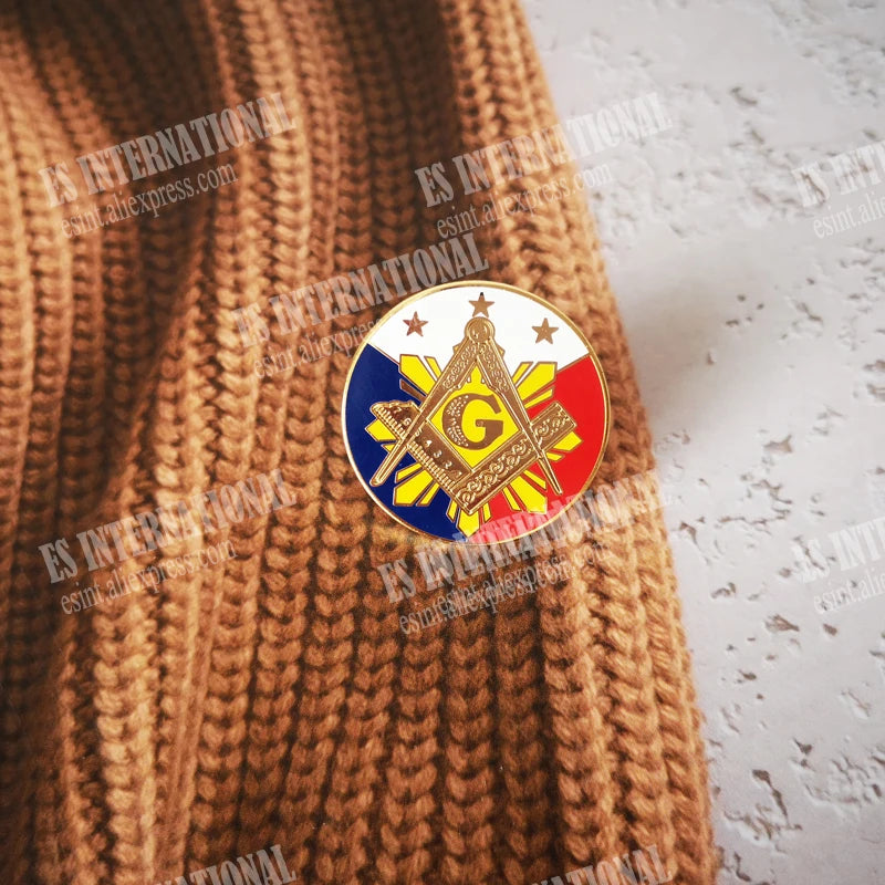Masonic Lapel Pins Freemasonry Badge Mason Freemason BLM23 size2.6cm Simple creative Gold-plated Compass ruler men's businessies