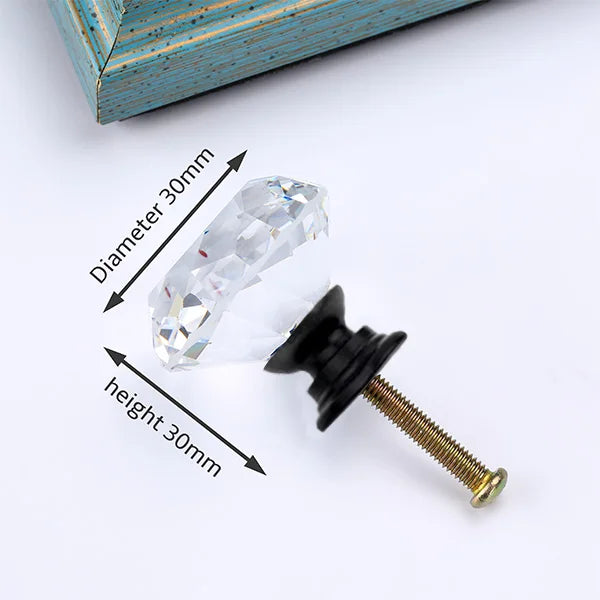 NAIERDI 20mm 30mm Diamond Crystal Glass Knobs Cupboard Pulls Drawer Knobs Kitchen Cabinet Handles Modern Style Furniture Pulls