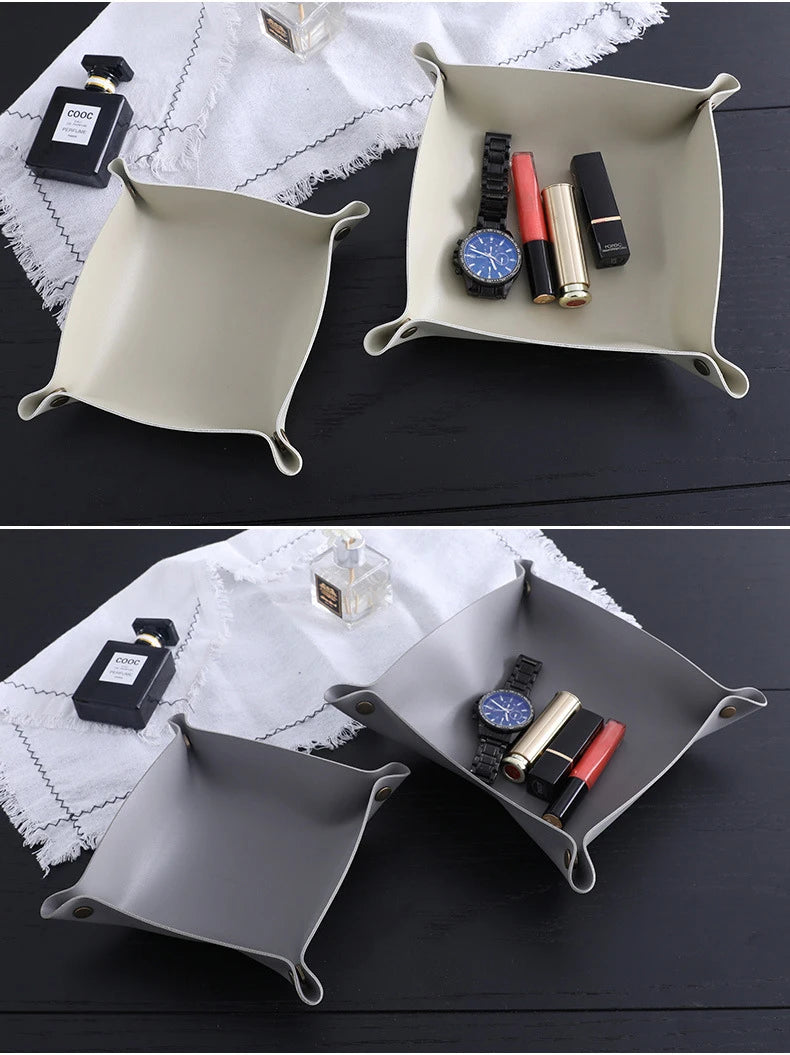 Trays Leather Personalized Desk Organizer Desktop Storage Box for Jewlery Key Cosmetics Glasses Headphone Wallet Office Home Use
