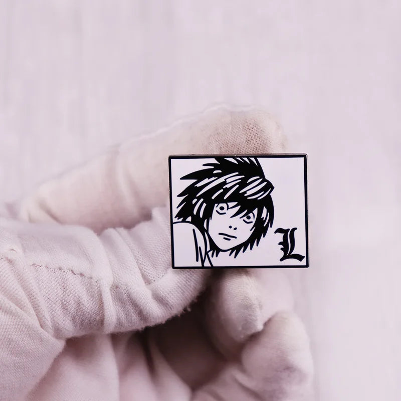 DEATH NOTE L manga badge anime jewelry