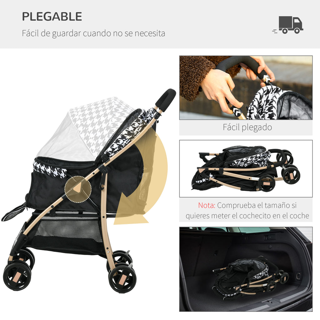 Pawhut Pet Cart with 2 Doors Mesh Window Storage Basket Safety Rope 80X44.5X97 cm Black