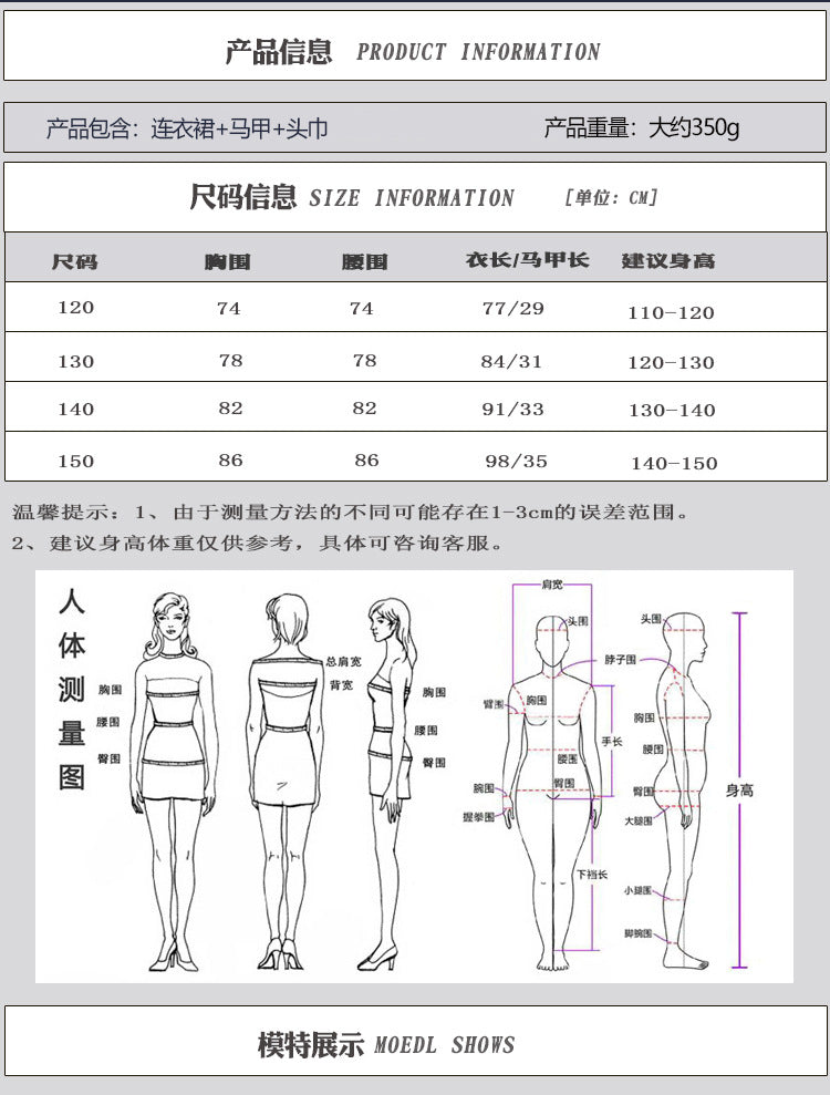 Foreign Trade Supply Medieval Pastoral Style Farm Girl Dress Retro Oil Painting Style Halloween Children's Clothing