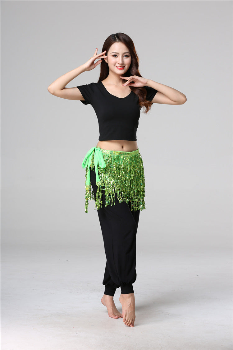 Halloween in stock Belly Dance Performance Costume Sequins Tassel Hips Bead Pieces Waist Chain Indian Dance Waist Towel Wholesale