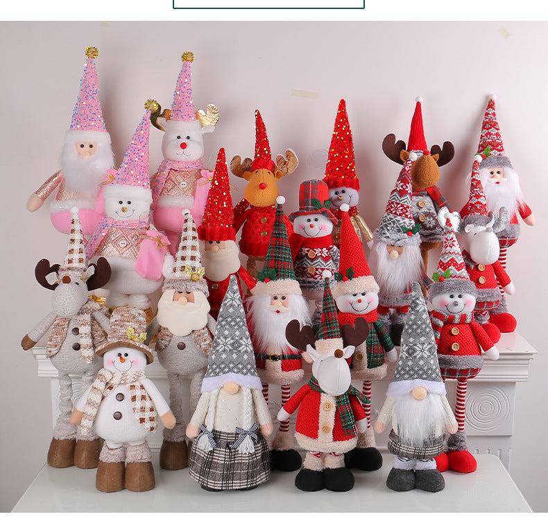 A variety of Christmas standing telescopic doll hotel window Christmas snowman elk doll decorative ornaments