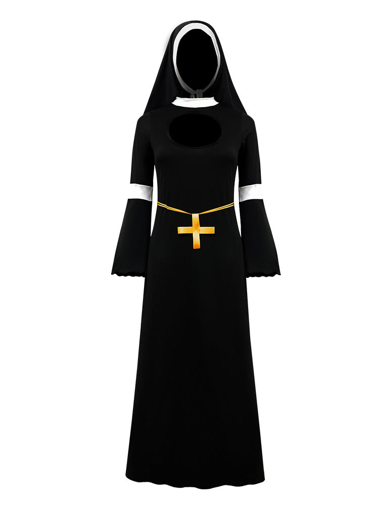 Foreign Trade Adult Female Halloween cos Costume Masquerade Nuns Cosplay Clothing Stage Performance Clothing suit