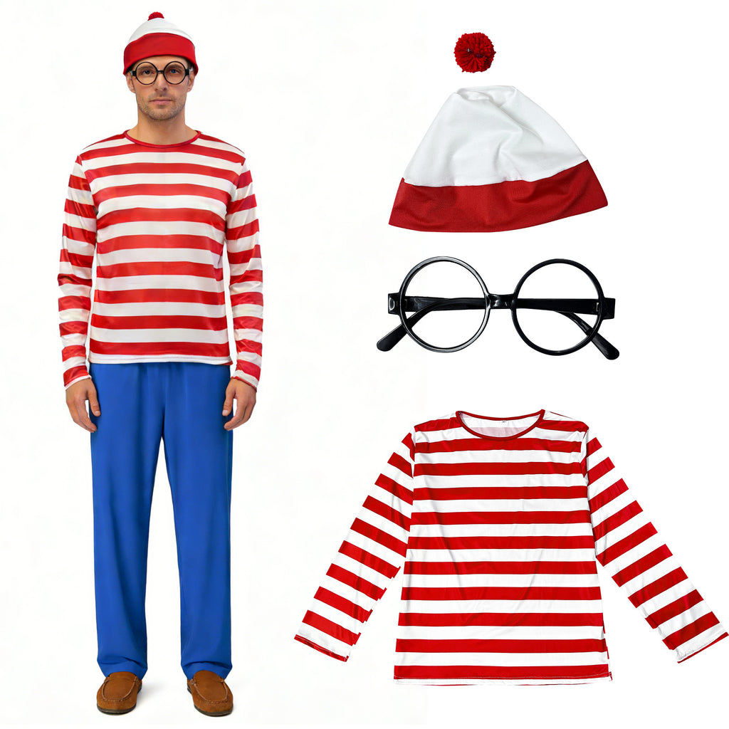 Halloween Costume Smart Wally Where's Wally UK Anime Costume cosplay Couple Costume