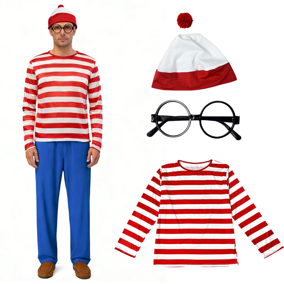Halloween Costume Smart Wally Where's Wally UK Anime Costume cosplay Couple Costume