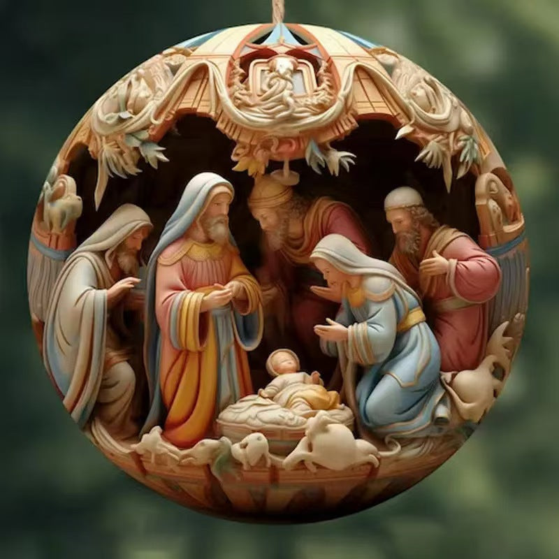 2025 Cross-Border Independent Station Acrylic 3D Effect Christmas Ornaments New Religious Belief Decoration