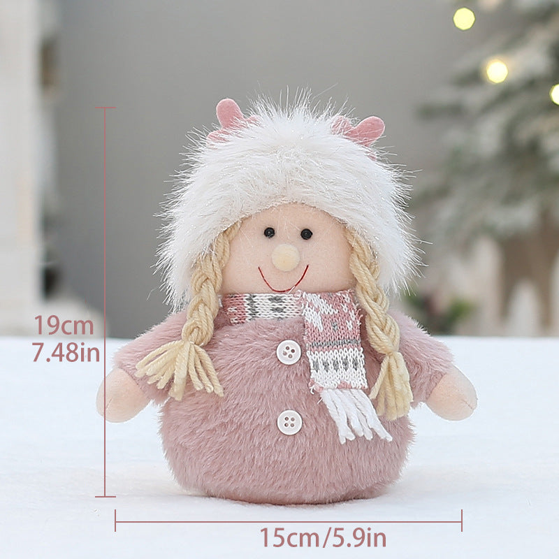 Cross Border Christmas Decorations Pink Antlers Doll Fabric Boys and Girls Doll Standing Doll Desktop Ornaments