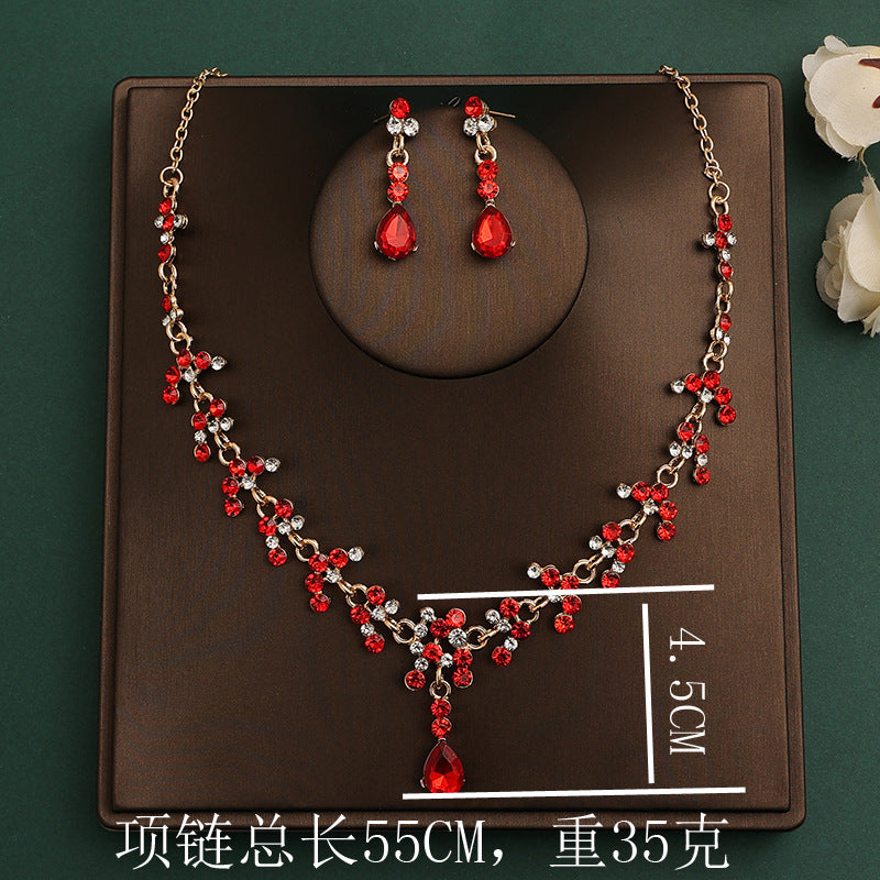 Korean Bride Necklace Earrings Two-piece Decorations Wedding Yarn Wedding Jewelry Wedding Accessories Dance Studio
