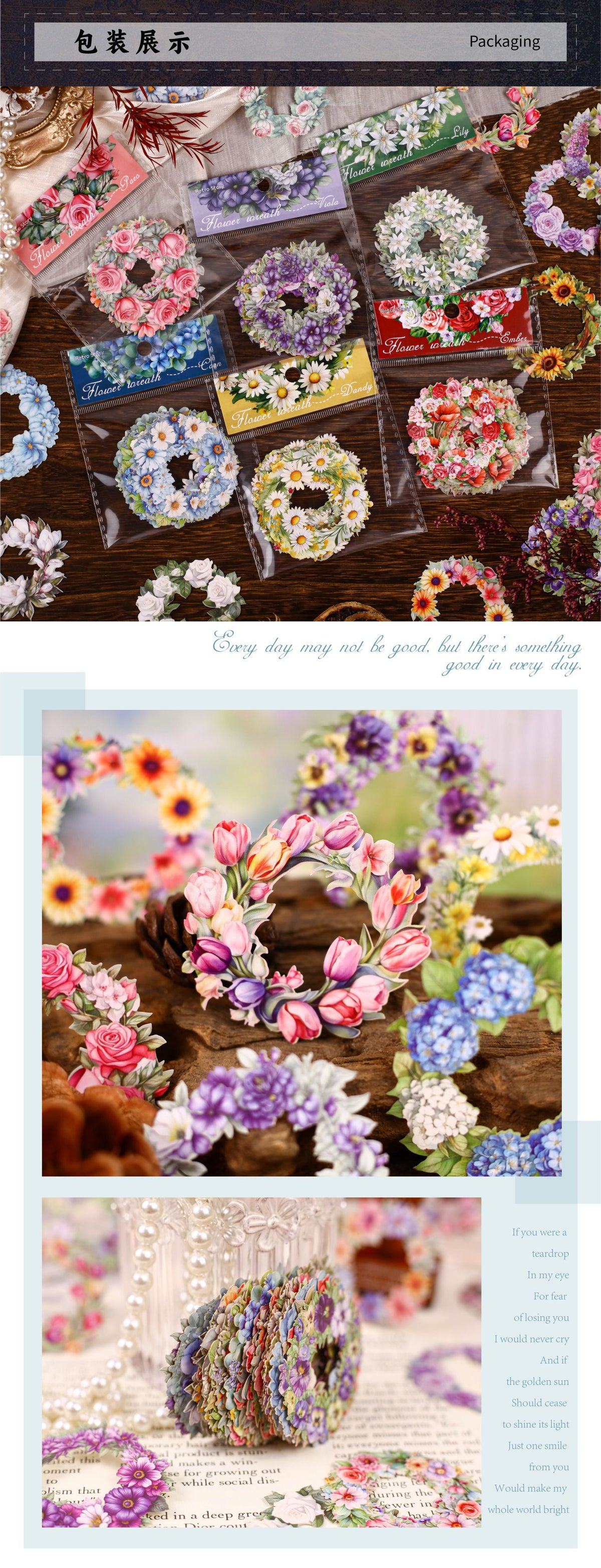Retrostory Garland Series Pet Hard Cardboard Stickers Creative Pastoral Decoration Collage Material Landscaping Stickers
