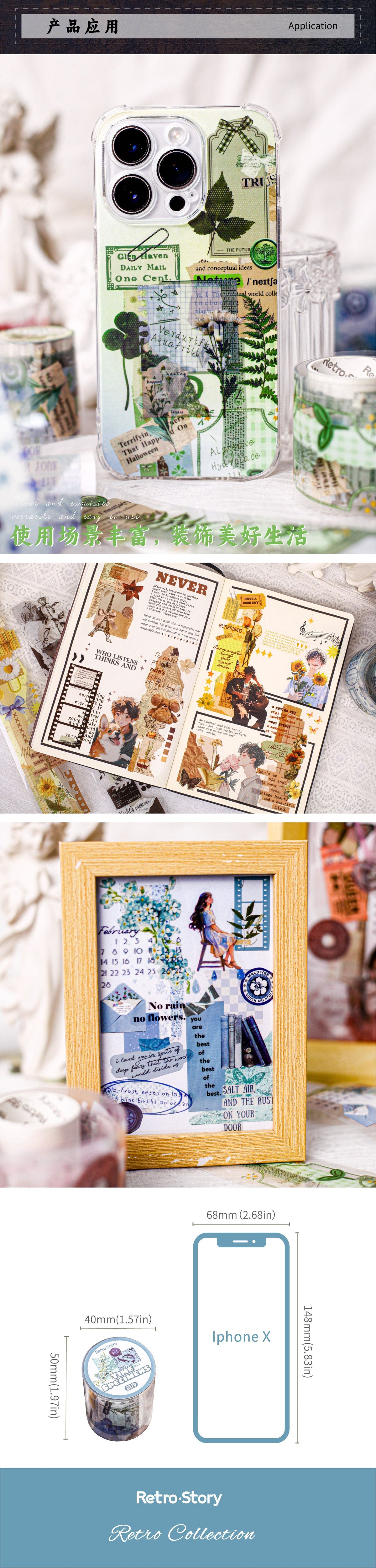 Retrostory Time Specimen Creative Decoration Collage Material Pack Material Pain Pack Sticker Handbook Material Tape