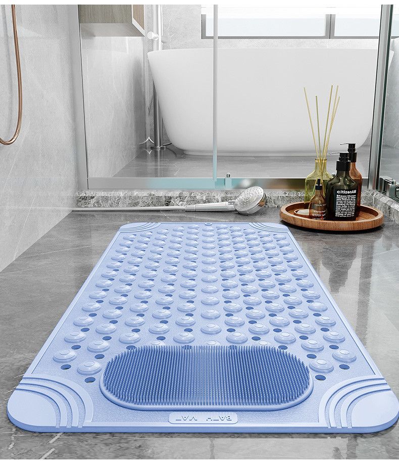 New Non-slip Bath Mat with Suction Cup and Drain Hole, Soft Machine-washable Shower Mat Non-slip Bath Mat