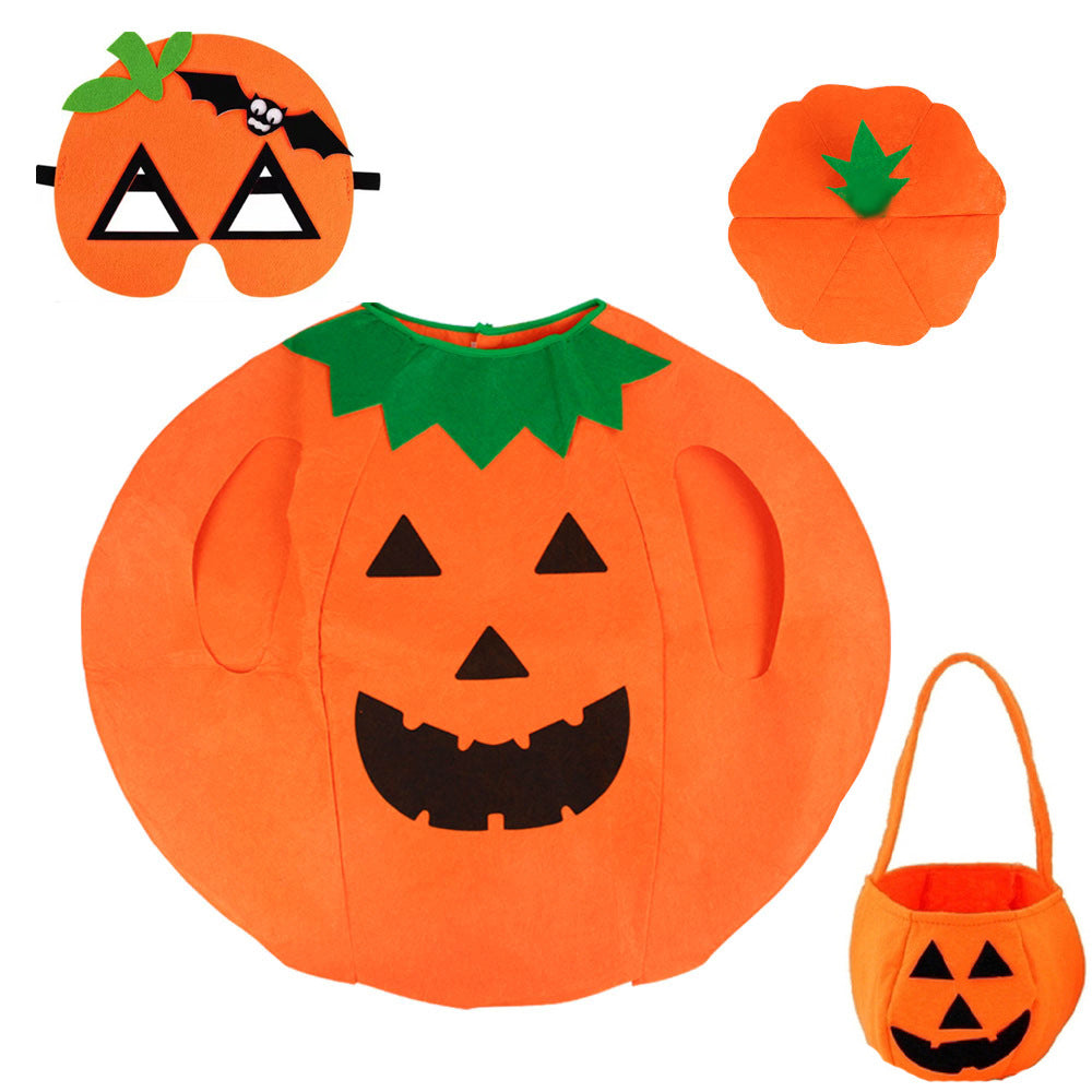 Halloween Pumpkin Costume Children's Day Activity Fruit Performance Clothes Cute Pumpkin Hat Party Decoration Candy Bag