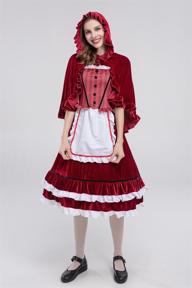 European and American New Halloween Little Red Riding Hood Cos Role-Playing Anime Party Costume Little Red Riding Hood Performance Outfit