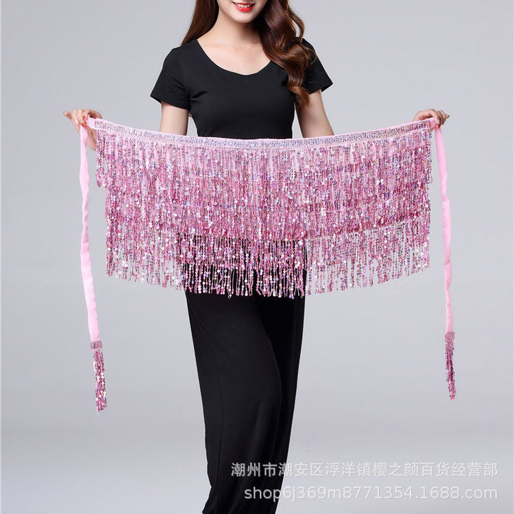 Halloween in stock Belly Dance Performance Costume Sequins Tassel Hips Bead Pieces Waist Chain Indian Dance Waist Towel Wholesale