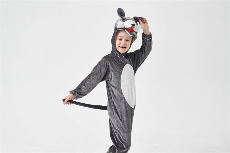 Halloween Big Bad Wolf Plays Parent-Child Animal Siaman Children's Drama Stage Performance Costume Big Tail Wolf