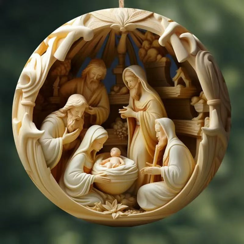 2025 Cross-Border Independent Station Acrylic 3D Effect Christmas Ornaments New Religious Belief Decoration