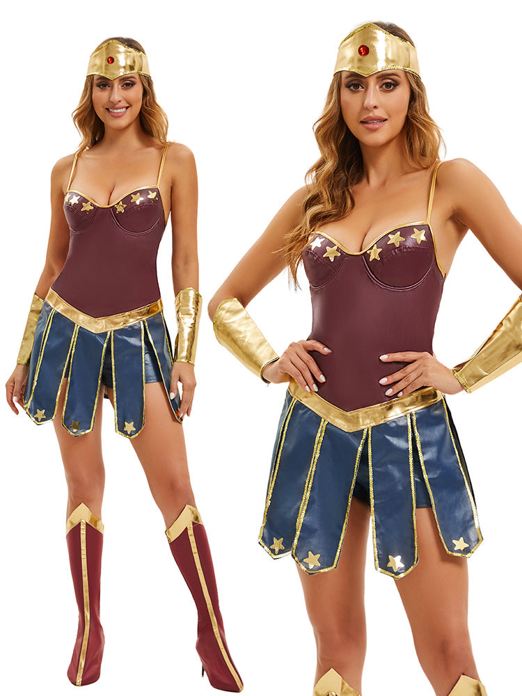 2025 Amazon New Halloween Cos Justice League Wonder Woman Greek Goddess Cosplay Costume