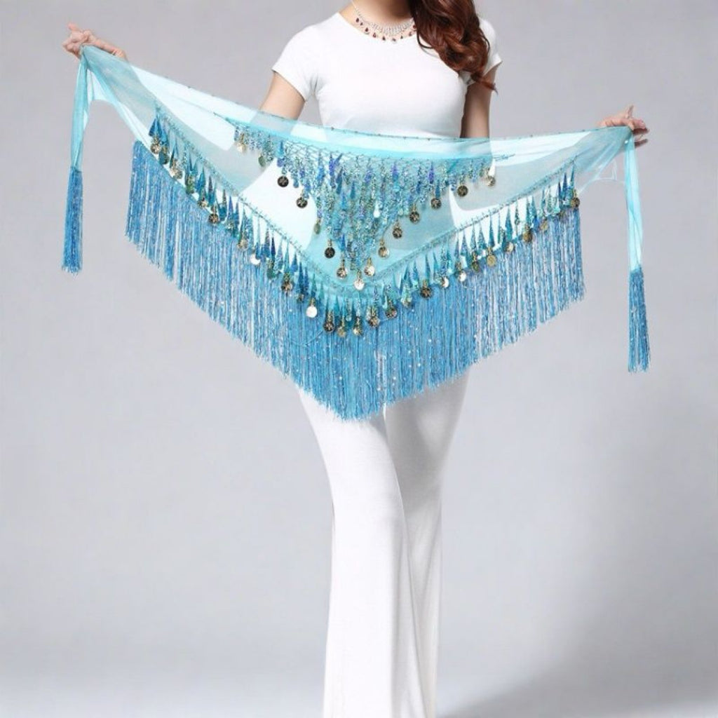 Halloween in stock Indian Dance Dress Flash Tassel Waist Towel Belly Dance Hip Towel Waist Chain Latin Dance Waist Towel Wholesale