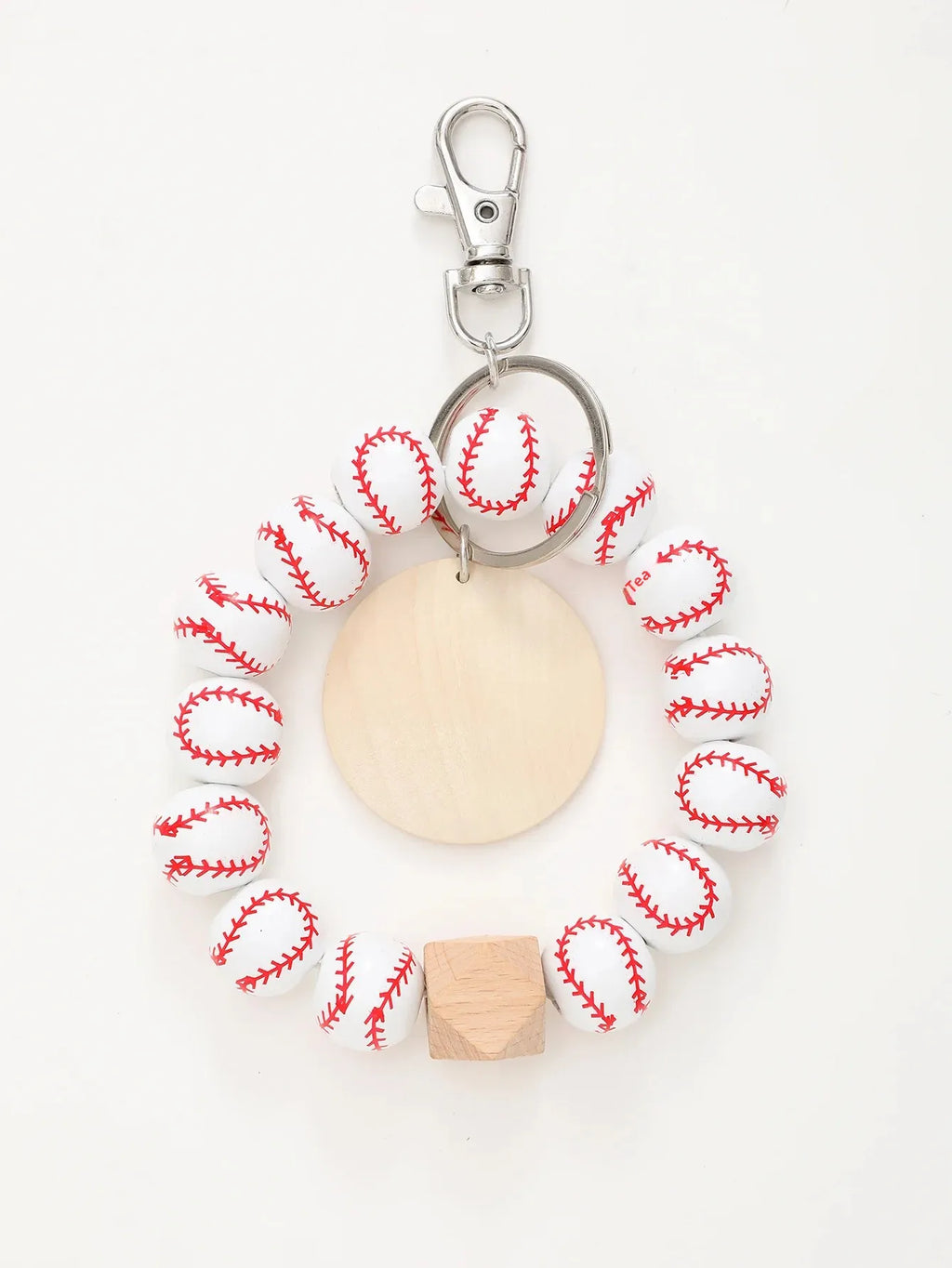 Sporty Baseball Independence Day Halloween Wooden Beads Wooden Fruit Summer Party Keychain Bracelet