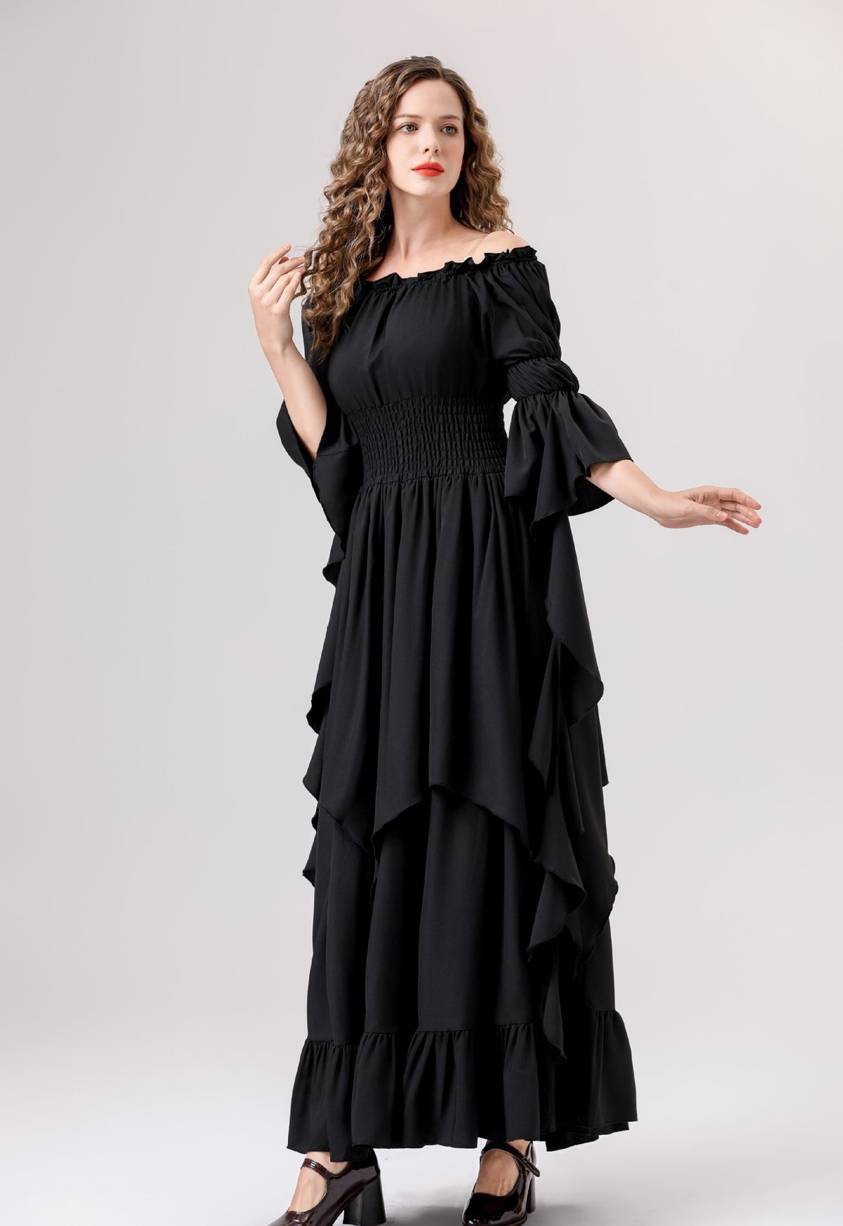Halloween Medieval Renaissance Retro Dress European and American Square Collar Bundle Waist Dress Stage Performance Costume