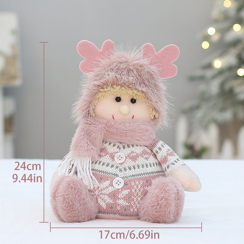 Cross Border Christmas Decorations Pink Antlers Doll Fabric Boys and Girls Doll Standing Doll Desktop Ornaments