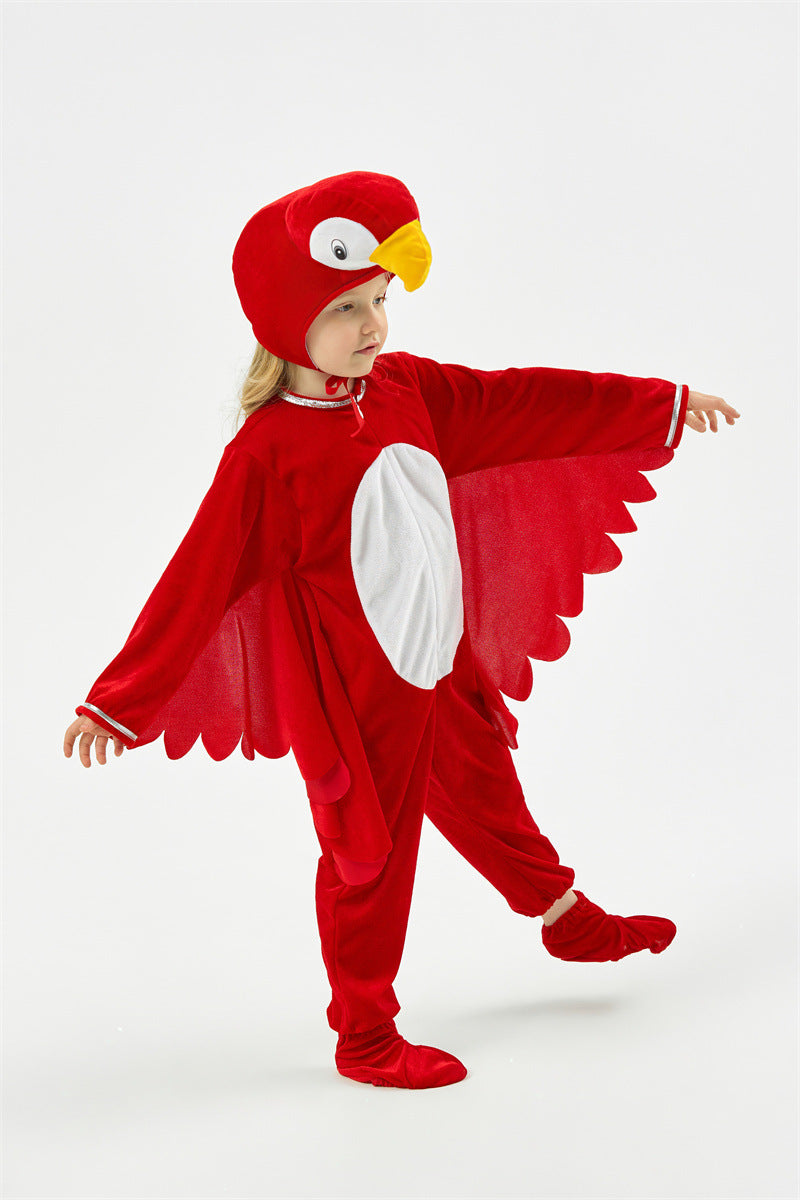 Halloween Children's Performance Costume Cartoon Animal One-piece Costume Blue Red Parrot COS Performance Costume