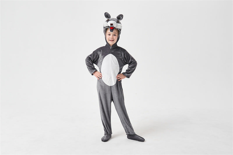 Halloween Big Bad Wolf Plays Parent-Child Animal Siaman Children's Drama Stage Performance Costume Big Tail Wolf