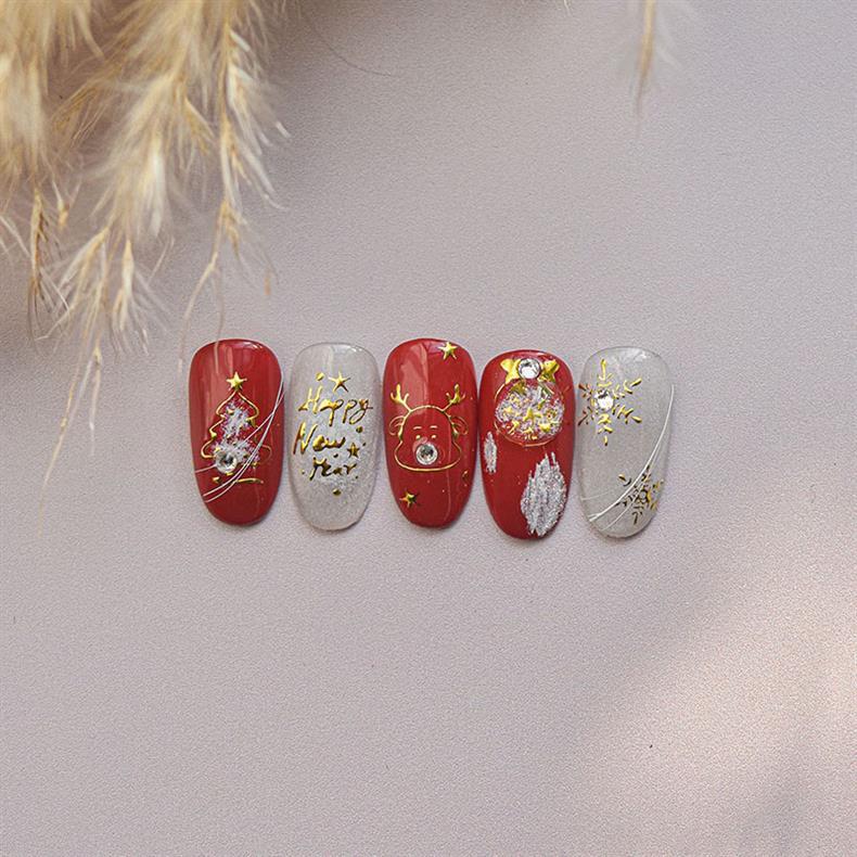 Gold Foil Christmas Tree Nail Stickers New Embossed Ins 3D Internet Celebrity 3D Snowflake Nail Stickers Decoration