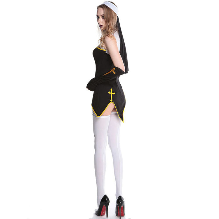 S-Xl Halloween Nun Clothes Adult Female Cross Cos Performance Clothes Nun Performance Clothes Game Uniforms
