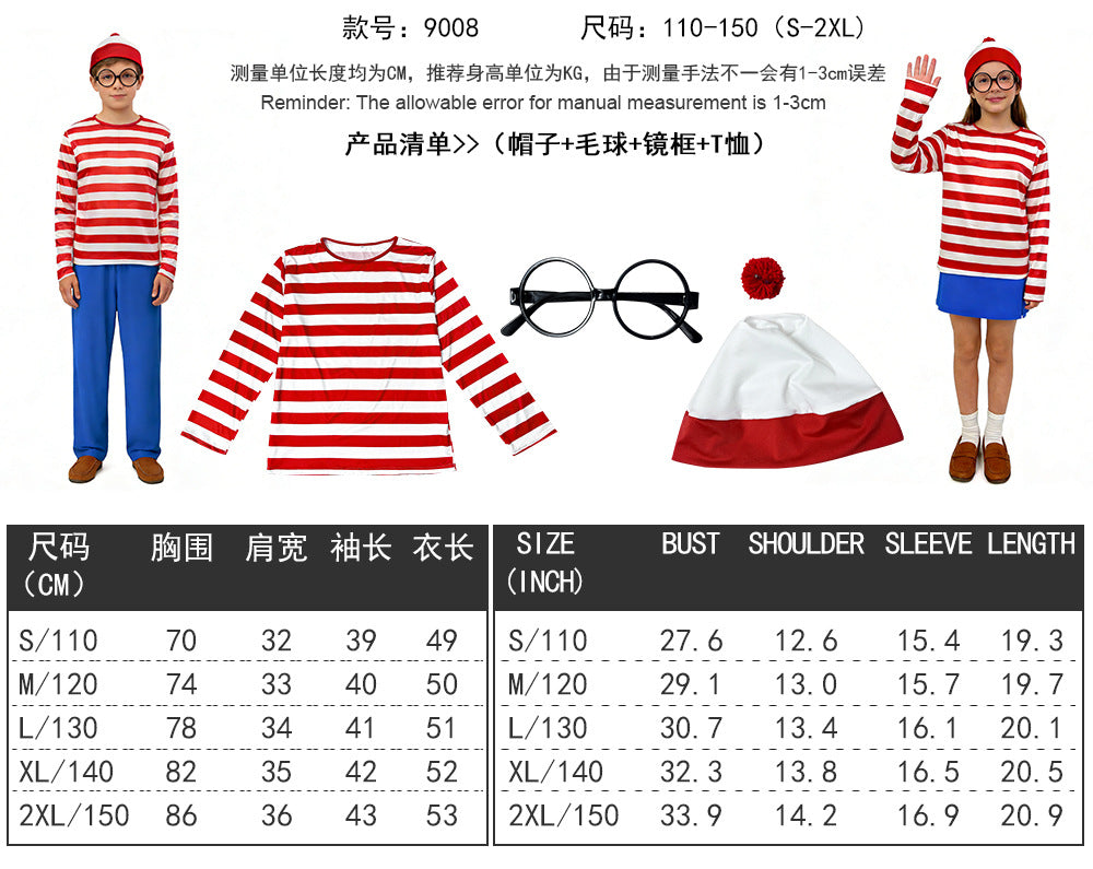 Halloween Costume Smart Wally Where's Wally UK Anime Costume cosplay Couple Costume