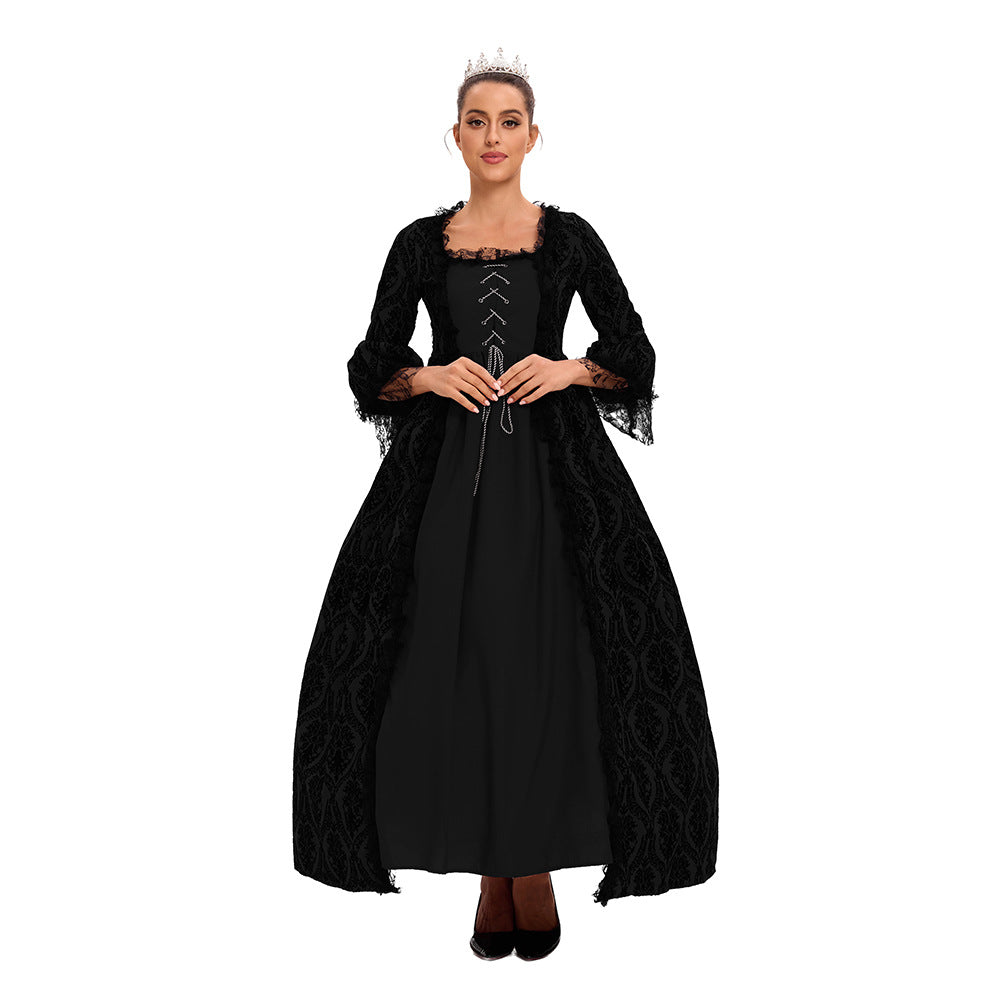 S-5xl plus size Halloween costume lace stitching vintage court queen dress Victoria maxi dress ball gown
